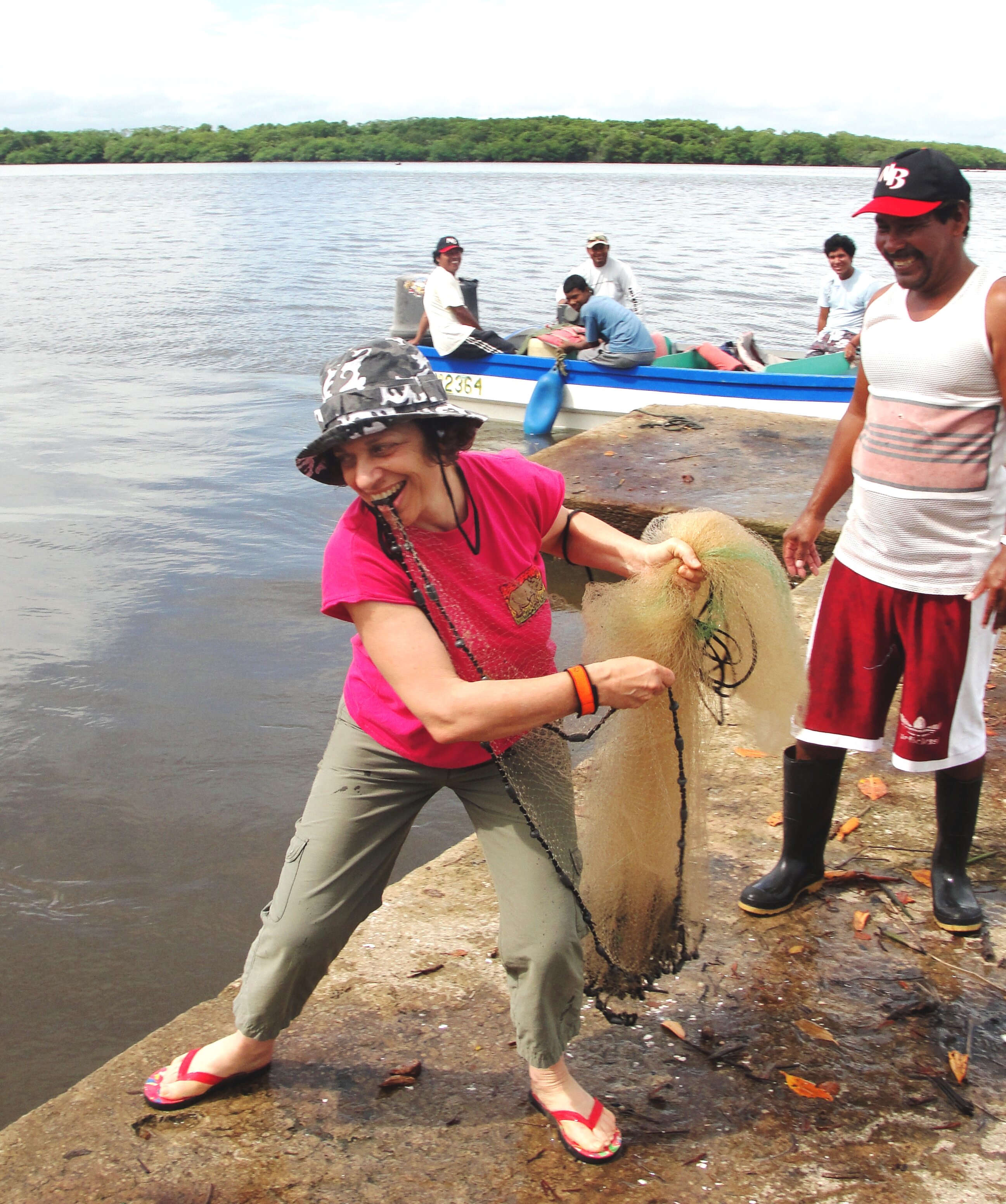 Tourist fishing with local fishermen.