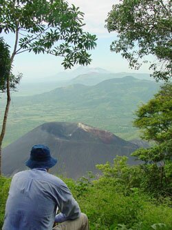 Mountain view, sustainable travel hiking